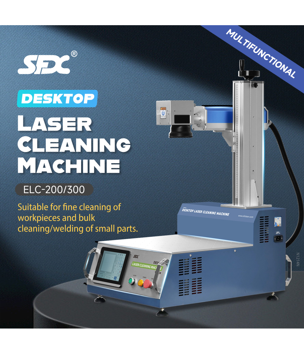 200W 300W Desktop Laser Cleaning Machine Workpiece Fine Cleaning Machine Small Parts Bulk Cleaning and Welding Machine